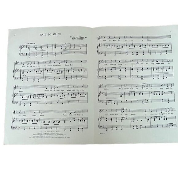 HAIL TO MAINE Sheet Music - Words and Music by Paul Shirley -1958 - Vintage - Picture 2 of 4